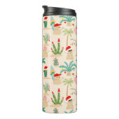 Tropische vakantie vibes kerstpatroon thermosbeker (Geroteerd rechts)