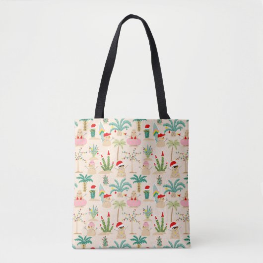 Tropische vakantie vibes kerstpatroon tote bag (Voorkant)