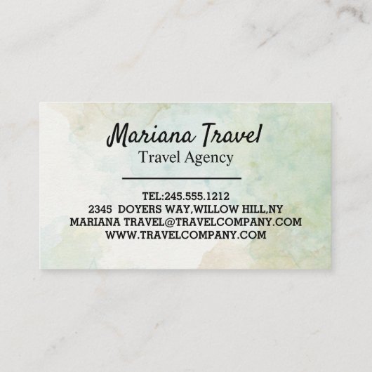 Tropische vakantie, Visitekaartje reisagent (Achterkant)