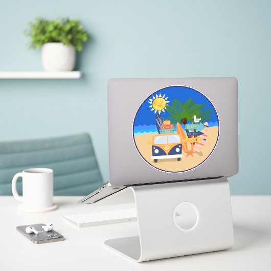 Tropische vakantieband leven sticker (Laptop op bureau)