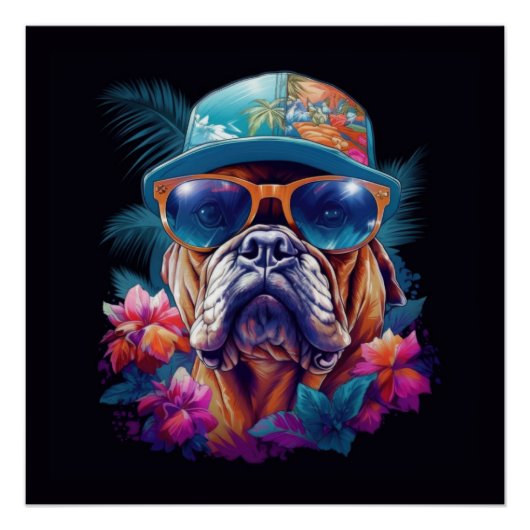 Tropische vakantiehond perfect poster (Voorkant)