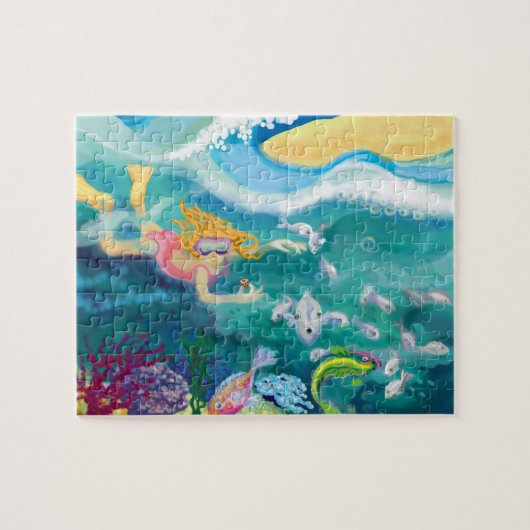 Tropische vakantiezwemming legpuzzel (Horizontaal)