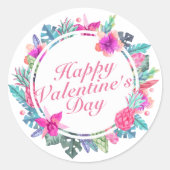 Tropische Valentijnsdag Bloemen Lijst Sticker (Voorkant)