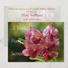 Tropische Vanda Orchid Cluster Birthday Invitation Kaart