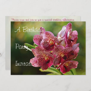 Tropische Vanda Orchid Cluster Birthday Invitation Kaart