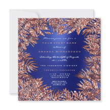 Tropische varenblaadjes omlijst roze goud koperbla