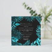 Tropische varenbladeren Lijst oceaan blauw zwart t Kaart (Staand voorkant)
