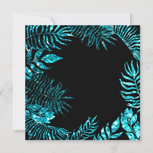 Tropische varenbladeren Lijst oceaan blauw zwart t Kaart (Achterkant)