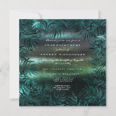 Tropische varenbladeren omlijst Blauwgroen bosgroe Kaart (Voorkant)