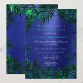 Tropische varenbladeren omlijst met aquamarijn en  kaart (Voorkant / Achterkant)