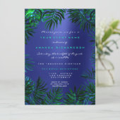 Tropische varenbladeren omlijst met aquamarijn en  kaart (Staand voorkant)