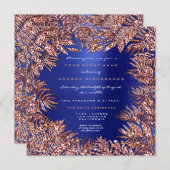 Tropische varenbladeren omlijst roze goud koperbla kaart (Voorkant / Achterkant)