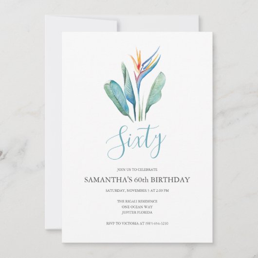 Tropische ventilator 60e verjaardag uitnodiging (Voorkant)