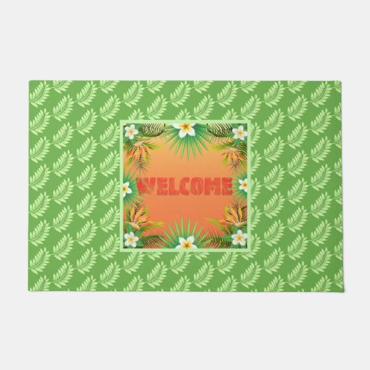 Tropische ventilator en Leaf Welcome Mat (Voorkant)
