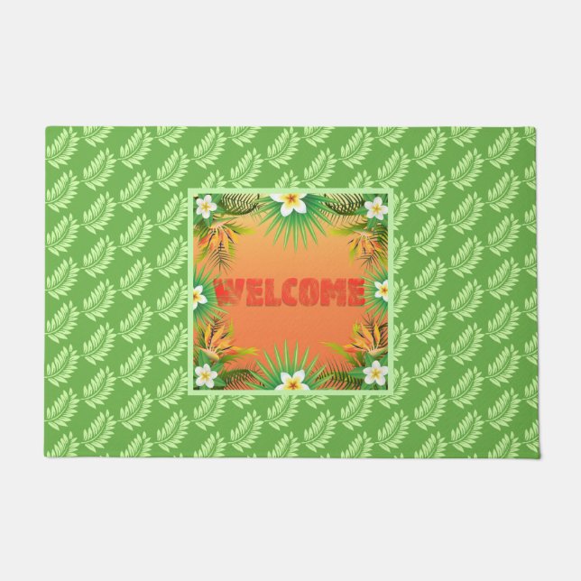 Tropische ventilator en Leaf Welcome Mat (Voorkant)