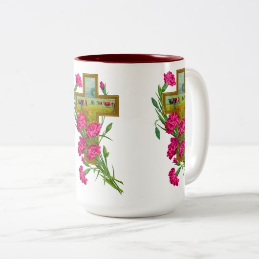 Tropische ventilatorbekertje/mok 7 tweekleurige koffiemok (Voorkant rechts)