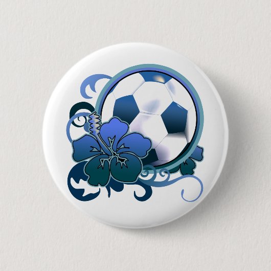 Tropische ventilatorblauwe Button uit de Voetbal (Voorkant)
