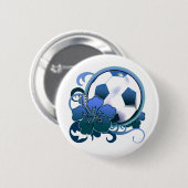 Tropische ventilatorblauwe Button uit de Voetbal (Voorkant /achterkant)