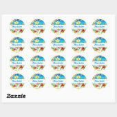Tropische ventilatorkannen Aloha Baby shower Ronde Sticker (Vel)