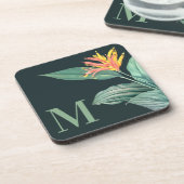 Tropische ventilatorlagen laten donkere Blauwgroen Bier Onderzetter (Linkerzijde)