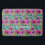 Tropische ventilatormix Thunder_Cove Badmat<br><div class="desc">Een kleurrijk mengsel van verschillende tropische of oerwoud bloemen om aan te passen,  personaliseren door in jouw naam te veranderen</div>