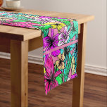 Tropische ventilatormix Thunder_Cove Korte Tafelloper<br><div class="desc">Een kleurrijk mengsel van verschillende tropische of oerwoud bloemen om aan te passen,  personaliseren door in jouw naam te veranderen</div>