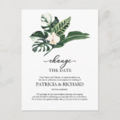 Tropische verandering van de datum bruiloft uitste briefkaart (Voorkant)