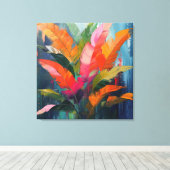 Tropische veren – Levendige botanische abstractie Canvas Afdruk (Insitu (Houten vloer))