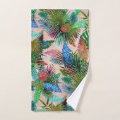 Tropische veren, palmen en bladeren van bananen bad handdoek (Handdoek)