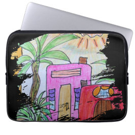 Tropische verfstreek laptop sleeve