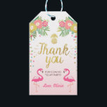 Tropische verjaardag bedankt labels Flamingo Luau Cadeaulabel<br><div class="desc">Een perfecte aanvulling op je verjaardagsfeestje! Tropisch Luau Flamingo-thema.</div>