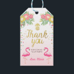 Tropische verjaardag bedankt labels Flamingo Luau Cadeaulabel<br><div class="desc">Een perfecte aanvulling op je verjaardagsfeestje! Tropisch Luau Flamingo-thema.</div>