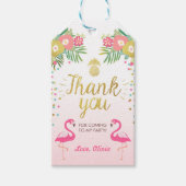 Tropische verjaardag bedankt labels Flamingo Luau Cadeaulabel (Voorkant)