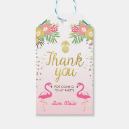 Tropische verjaardag bedankt labels Flamingo Luau Cadeaulabel