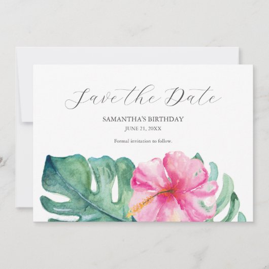Tropische Verjaardag Bewaar de Datumkaarten Save The Date (Voorkant)