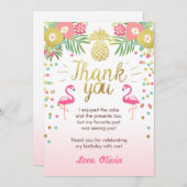 Tropische verjaardag Dank u wel Luau Flamingo Bedankkaart (Voorkant / Achterkant)