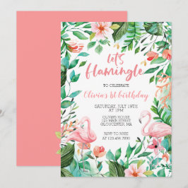 Tropische verjaardag flamingo eerste verjaardag fl kaart