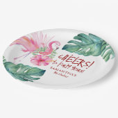Tropische Verjaardag Roze Flamingo Papieren Bordje (Gekanteld)