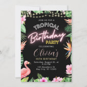 Tropische Verjaardag Uitnodiging, Neon Verjaardag  Kaart (Voorkant)