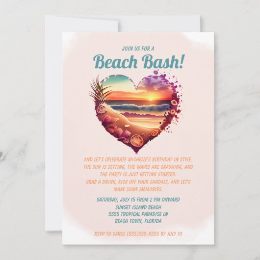 Tropische verjaardag van de strand Ocean Sunset Kaart (Voorkant)