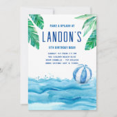 Tropische verjaardag zwembad feest kaart (Voorkant)