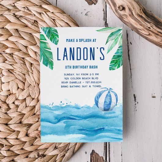 Tropische verjaardag zwembad feest kaart
