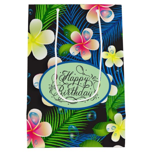 Tropische Verjaardags Bloem Gemiddelde Cadeautas (Achterkant)