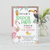 Tropische verjaardagsfeest uitnodiging (Staand voorkant)