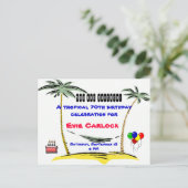 Tropische verjaardagsfeestuitnodiging uitnodiging briefkaart (Staand voorkant)