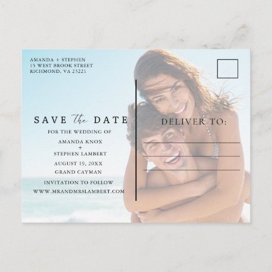 Tropische verlofbegroting van het strand van Leaf  Aankondigingskaart (Achterkant)