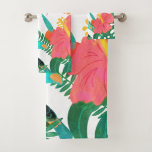 Tropische Vibe Bloemen Bladeren Zomer Chic Bad Handdoek