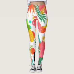 Tropische Vibe Bloemen Bladeren Zomer Chic Leggings