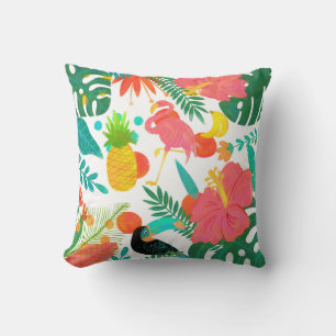 Tropische Vibe Bloemige Bladeren Zomer Chic Kussen