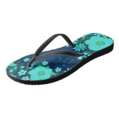 Tropische Vibe Navy En Turquoise Flip Flops (Schuin)